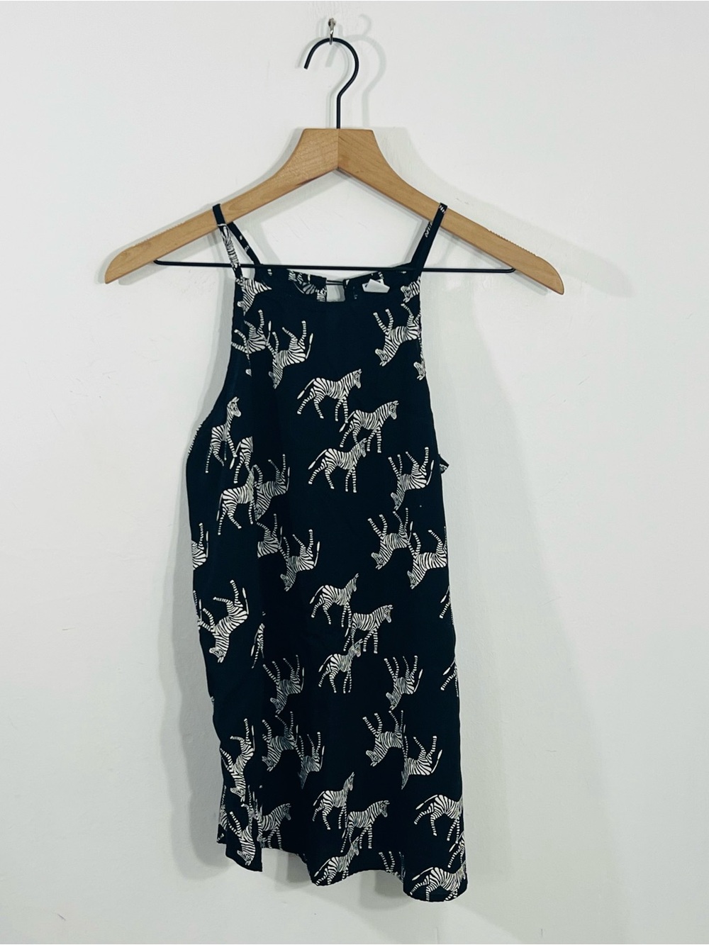 Old Navy Black Tank Top Zebra Print Pattern Light Weight Casual Size Medium Cute